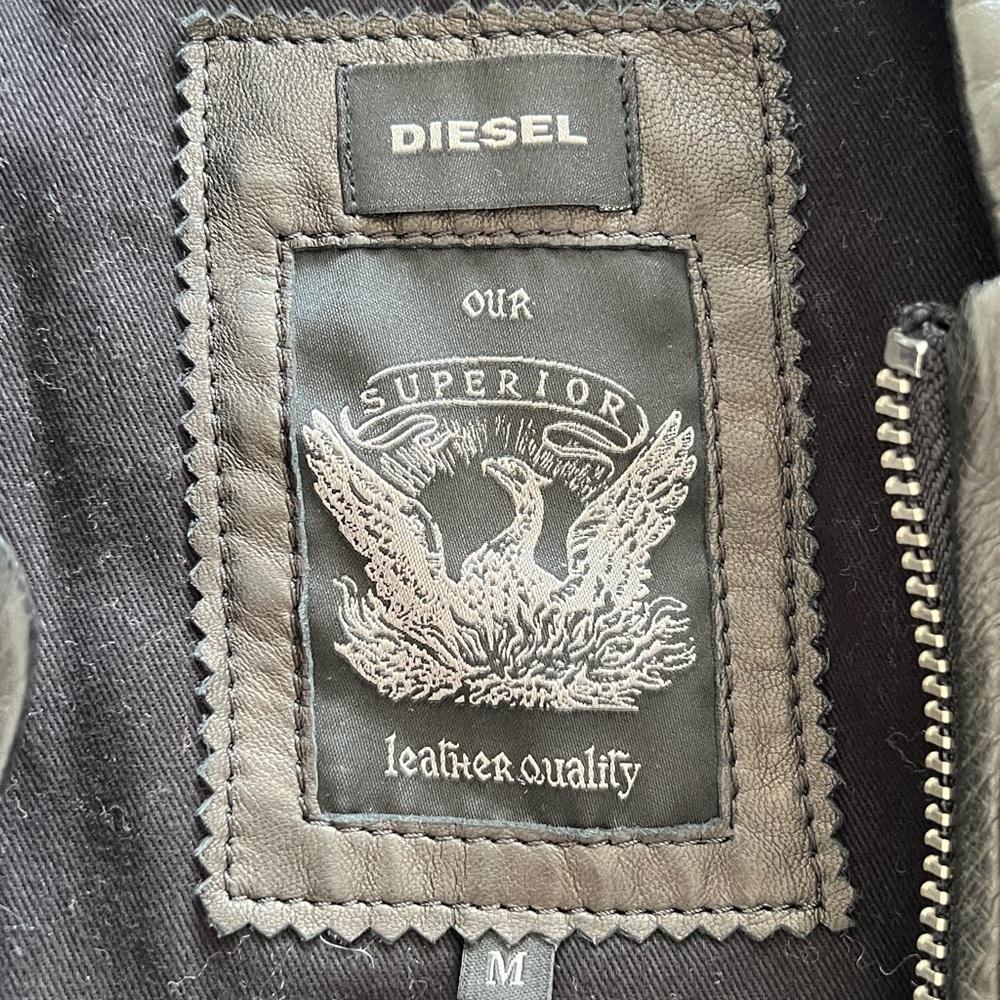 Diesel Black Leather Jacket for Men
